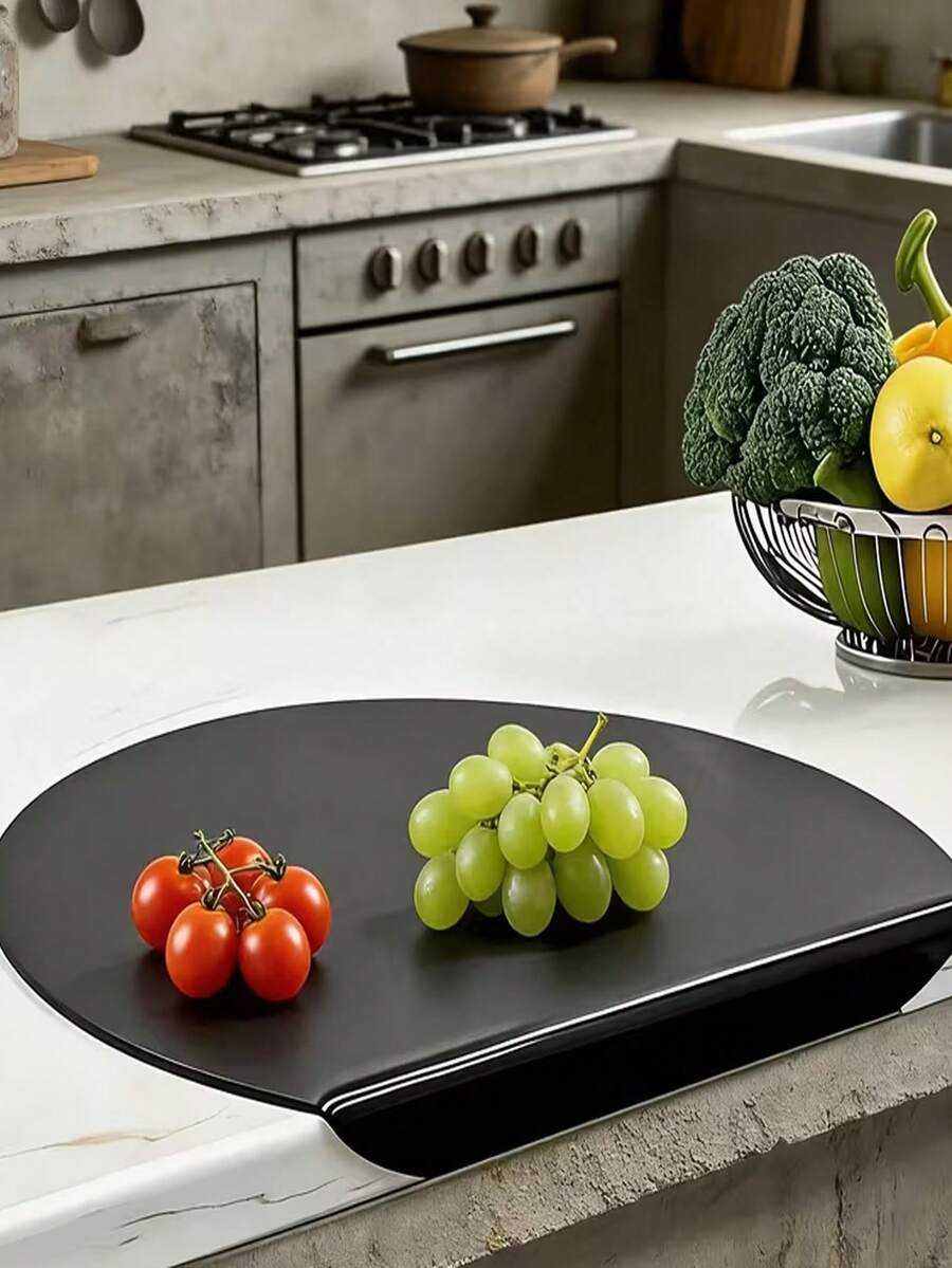 Vegetable Cutting Board, Anti-Slip Transparent Black Cutting Board With Edge, Suitable For Kitchen Countertop, Dishwasher And Kitchen Accessories (39x33cm, 3mm Thick)