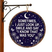 8 Inch 2D Flat Vintage Round Aluminum Sign, Printed With Healing Quote: "Sometimes, I Just Look Up, Smile And Say 'I Know That Was You'". High-Quality Aluminum Material, Waterproof And Fade-Resistant, Comes With Hanging Holes, Suitable For Living Room, Garden. A Thoughtful Memorial Gift For Friends Who Miss Their Loved Ones. Perfect For Christmas, Thanksgiving, Mother's Day And Father's Day. A Gentle Memorial Wall Decor To Bring Comfort To Family And Friends. - Black - View 4