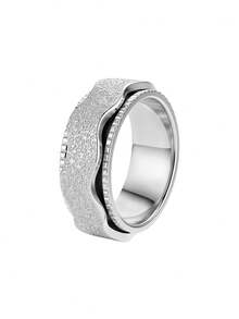 1PC Matte Wavy Edge Gear Stainless Steel Spinner Ring, Unisex Premium Exquisite Men Jewelry, Promise Engagement Ring For Daily Party Wear - Ring - View 12