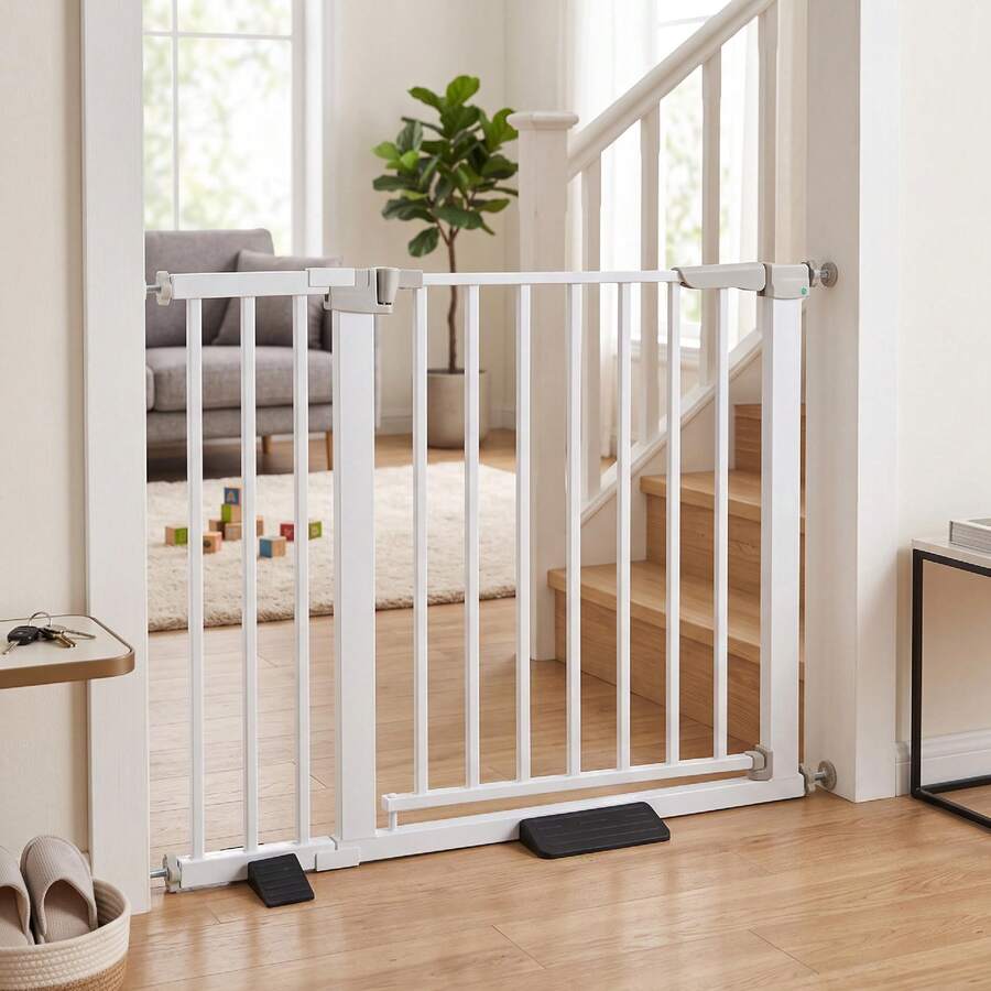 Baroni Home Hondenhek, Uitschuifbaar Metalen Barrière met Drukbevestiging, Hekje voor Kinderen, Hoogte 76 cm, 97-104 cm - Hoogte 76 cm 97-104 cm - Bekijken 1