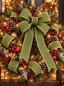 2.4inch Faux Linen Ribbon Roll 5 Yards, Red Green Brown Faux Linen Wire Edge Satin Ribbon, Shapeable Easy To Shape, Christmas Polyester Coarse Mesh Ribbon, Wreath Christmas Tree Gift Box Tie, Handmade DIY Accessories, Wedding Floral Decoration Material - Coarse Hemp Strap - View 5