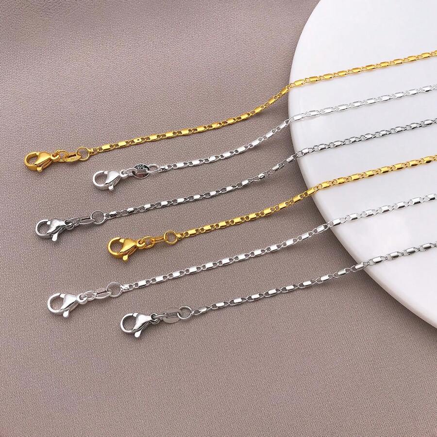 1pc Brass Box Link Blank Necklace Chain Thin Rectangular Box Chain Gold Silver Tone DIY Jewelry Making Necklace Chain Base Craft Accessories