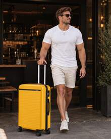 Suitcase Cabin Size Carry On 20 24 28 Inch 3 Piece Set Hard Shell Lightweight Spinner Wheels Combination Lock Telescopic Handle Travel Luggage - Yellow - View 12