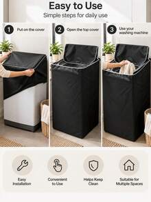 1pc Top-Loading Washing Machine Cover, Waterproof Outdoor Washing Machine Cover, Suitable For Top-Loading Dryer, UV-Resistant Oxford Fabric Protective Cover With Zipper Flap, Dust-Proof Appliance Cover, Essential For Balcony And Rental Apartment - View 3