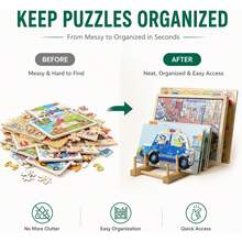 2 Packs Wooden Puzzle Rack, Puzzle Storage Organizer With 5 Sections - A - View 3