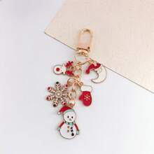 1pc Christmas Enamel Keychain, Cute Santa Claus Snowman Reindeer Christmas Tree Pendant, Gold Key Chain Bag Charm, Women's Handbag Backpack Decoration, Christmas Party Accessory, Girls Holiday Gift - Multicolor - View 13