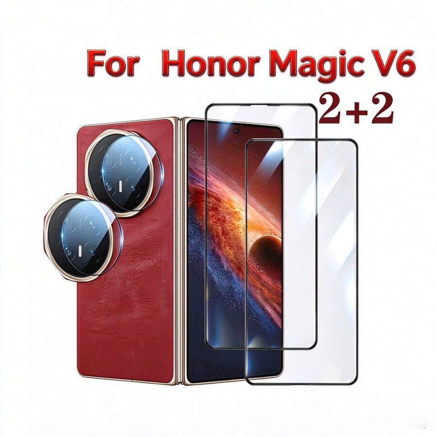 4片裝螢幕保護膜，適用於 Honor Magic 8 Pro/Magic 7 Pro/Magic 7Lite 5G/Magic 7/Magic V3/Magic V5/Honot 400 Pro/200 Pro/200/200 Smart/200 Lite/400 Smart/400 Lite/400/X7D/X8D/X9D/X6C/X8C/Honor Magic 8/Honor 600/600 PRO/600 Lite/X7e/X6e 手機，設備保護，時尚設計，完美貼合，耐用玻璃，高品質保護膜，手機螢幕保護膜，鋼化玻璃保護膜，手機配件，手機護理套件，薄型設計，智慧型手機保護膜