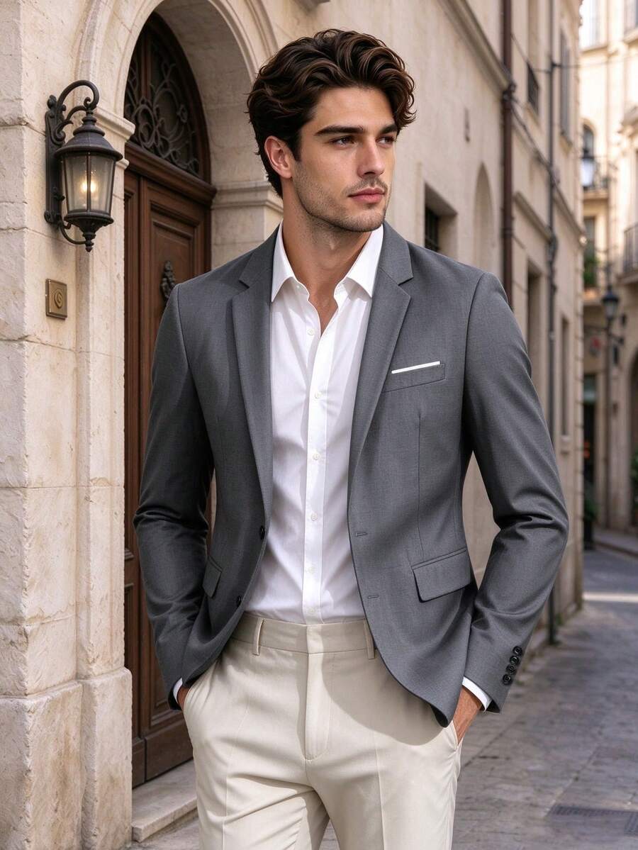 Men's Suit Jacket, Business Formal Wear For All Seasons, Suitable For Weddings, Parties, Office, And Corporate Events - Dark Grey - View 1
