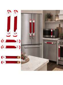 2pcs Red Christmas Refrigerator Handle Cover, Santa Claus, Reindeer And Snowflake Design, Soft Stretchy Removable Anti-Stain And Scratch-Protective Appliance Handle Cover For Refrigerator, Dishwasher, Microwave,Christmas Costumes,Christmas - Multicolor - View 8
