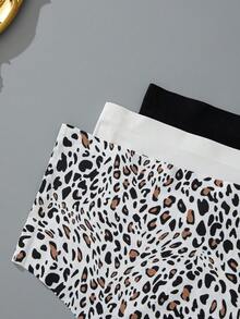 7pcs Celana Dalam Thong Pinggang Tinggi Tanpa Jahitan untuk Wanita Ukuran Plus Motif Leopard Seksi - MultiWarna - View 5