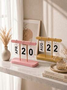 3pcs/Set (Base + Metal Rod + Character Card) Nordic Minimalist Creative Flip Calendar, Desktop Decorative Calendar, Suitable For Home Living Room, Dining Table, Coffee Table, Office Desk Decoration - Housewarming Gift, Christmas Decoration Set - Multiple Styles - View 4