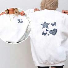 1/2/3pcs Denim Frayed Edge Star Butterfly Heart Heat Transfer Vinyl Iron-On Stickers, Durable Washable Iron-On Patches, DIY Stickers For T-Shirts, Canvas Bags, Pillows, Jeans, Hoodies - Multicolor - View 5
