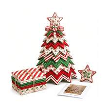 1pc Creative DIY Christmas Tree Patchwork Kit, Fun Handmade Craft Set For Personalized Holiday Decoration, Festive Tabletop Ornament For Christmas Party, Living Room And Home Decor, Holiday Craft Project And Christmas Gift - Multiple Styles - View 9