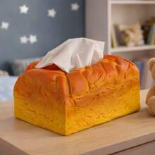 1pc Realistic Bread-Shaped Tissue Box, Fun Pretzel/Toast Design, Fits 4.3 X 3.1 Inch Tissues, Desktop Tissue Storage Box, Suitable For Living Room, Bedroom, Kitchen, Office, Cafe And Bakery, Creative Food-Themed Home Decor Ornament - Multicolor - View 10