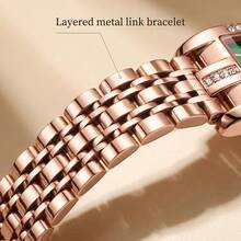 POEDAGAR 1PC Elegant Lady's Fashionable Square Stainless Steel Waterproof Quartz Watch, Luxurious Business Watch, For Birthday Or Festival Gift-Giving - Multicolor - View 5