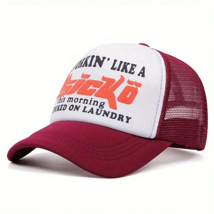 1pc Sicko Letter Print Sponge Baseball Cap, Outdoor Sun Protection Casual Trucker Hat, Adjustable Mesh Cap For Men And Women - Multicolor - View 1