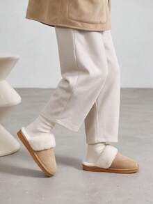 2026 Autumn/Winter New Warm Open-Back Flat Slippers - Camel - View 4