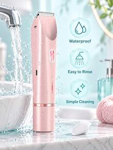 Alat Cukur dan Pencabut Rambut Elektrik Dua Kepala untuk Wanita, Pemangkas Area Bikini, Alat Cukur Elektrik Isi Ulang Tahan Air, Alat Cukur Seluruh Tubuh, Penggunaan Basah & Kering, Epilator Dua Kepala Lintas Batas - Beraneka warna - View 12