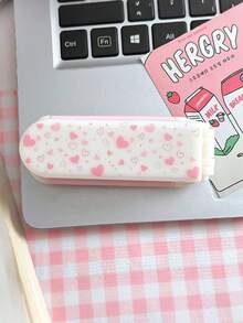 2/1pc Pink Bow Flower Heart Pattern 2-In-1 Folding Comb Mirror. Sweet And Cute, Portable Compact Travel Cushion Comb And Makeup Mirror. Anti-Static Massage Function, Helps You Create Voluminous And Smooth Hair; Suitable For Curly, Straight And All Hair Types - Pink - View 7
