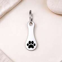 2/5pcs Random Style Pet Keychain, Stainless Steel Dog & Cat Paw Print Key Tag, Cute Animal Pattern Key Ring, Portable Backpack Pendant, Pet Lover Gift - Multicolor - View 5