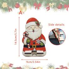 1pc New Christmas Theme Painted Wooden Old Man Snowman Reindeer Phone Holder Desktop Atmosphere Decoration Ornament [Random Style And Color Sent] - Multicolor - View 7