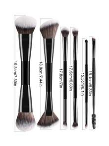 6pcs Dual-Ended Makeup Brushes With Packaging, Multi-Brush Head Design Powder Brush Foundation Brush Contour Concealer Eyeshadow Brow Brush, Daily Commute Date Makeup Full Set Beauty Tools Suitable For Beginners - Multicolor - View 11
