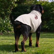 Cute Puppy Embroidery Large Dog Turtleneck Shirt, Soft Thermal Sleeveless Pet Clothes, Stretch Warm Outfit For Rottweiler - Blue - View 4