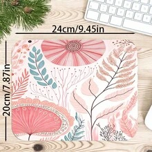 1pc Emerald Green Botanical Flower Mouse Pad, White Lotus Daisy Leaf Folk Art Pattern Extended Desk Mat For Home Office And Gaming, Sizes S/M/L/XL - View 10