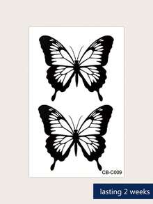 Herbal Juice Semi-Permanent Magic Tattoo Sticker, Minimalist Fashion Butterfly Pattern, Long-Lasting 14 Days, Non-Fading, Non-Reflective, Temporary Tattoo Sticker For Hand Back, Wrist, Leg, Body, 1pc/Pack - Blue - View 9