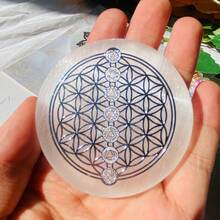 6cm Natural Selenite Crystal Slice Plate White Gypsum, Natural Selenite Crystal Round Disc, Selenite Charging Plate - Multicolor - View 12