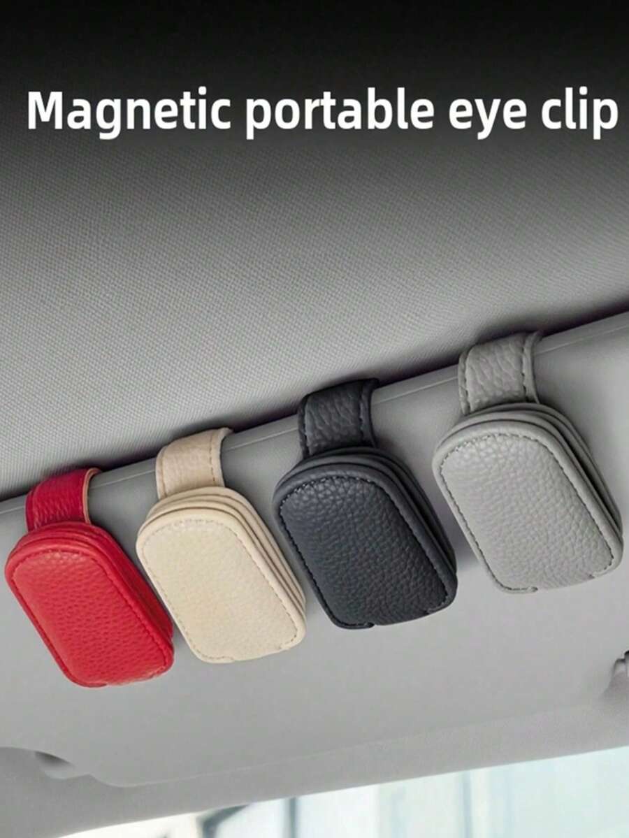 1pc Universal Car Sun Visor Glasses Clip, Made Of PVC, Car Glasses Holder, Interior Accessories, Glasses Storage Rack
