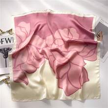 1件女款正方形緞面佩斯利印花頭巾圍巾 - 粉色 - 查看 4