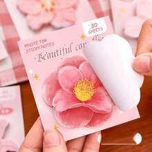 4PCS Floral Sticky Notes - Random Style - Highly Attractive Creative Adhesive Memo Paper - Study Stationery Gift - Student Small Gift Sticky Notes - one-size - View 3
