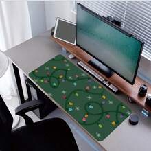 Christmas Themed Mouse Pad, Size Options Available; Includes One Large Non-Slip Office Carpet With Cartoon Snowflake Pattern; One Unrolled Gaming Mat, Perfect For Holiday Decoration - Colorful Snowfall Lights - View 8