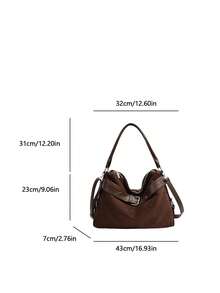 1pc Women's Autumn/Winter New Crescent Handbag, Fashion Minimalist Suede Bag, Suitable For Dating Gift, Commuting, Shopping - Coffee Brown - View 3