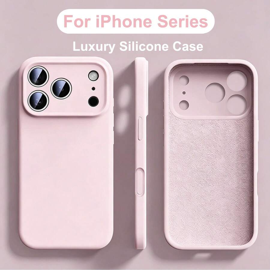 全包覆液態矽膠手機殼,適用於 iPhone 18 Pro Max 18 Pro,三層軟膠防震保護殼,內襯防刮超細纖維,適用於 iPhone 17 Pro Max 16 Pro Max 17e 16e 15 14 13 - 灰粉紅色 - 查看 1