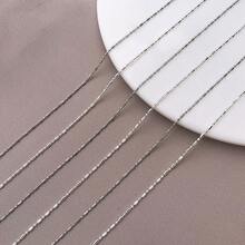 1pc Brass Thin Tube Cable Blank Necklace Chain Dainty Mini Bar Tube Link Chain Silver Tone DIY Jewelry Making Necklace Chain Base Craft Accessories - Multicolor - View 5