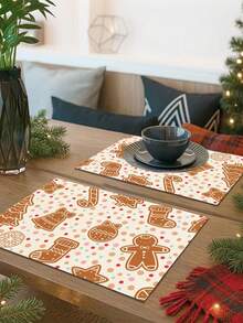 1 buah Taplak Meja Linen Bermotif Natal, Alas Piring, Cocok untuk Liburan, Pesta, Ulang Tahun, Makan Malam, Dekorasi Meja Makan Dapur, Penutup Lemari Penyimpanan Sepatu, Dekorasi Ruangan Sepanjang Musim, Dekorasi Tekstil Rumah, Taplak Meja, Alas Piring - MultiWarna - View 4