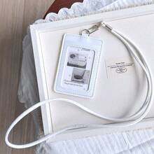 Minimalist Korean Style 3-Inch Dual Slot Leather Lanyard Card Holder, 2-Slot Anti-Demagnetization, Suitable For Office Workers And Students, Can Hold Access Cards And Campus Meal Cards, Fits Coats And Workwear For Formal Occasions, Card Protection And Storage, Holiday And Birthday Gift, Commuting, Campus And Office Use - A - View 12
