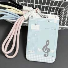 Music Note Print Badge Holder With Braided Wrist Strap, Polka Dot Pattern Card Protector For Work ID, Student Card, Portable Card Case - A - View 4