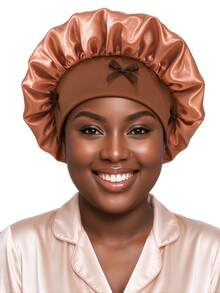 CONFLASS Soft Elastic Wide Band Sleep Cap With Bows,Silky Hair Bonnet For Sleeping Night Cap,Protect Curly Hair,Hair Wrap For Braid Natural Hair,Daily Sleeping - Multicolor - View 7