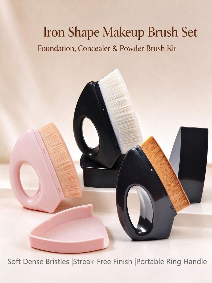 Professional Fingertip Foundation Brush, Triangular Nail Dusting Brush, Large Face Makeup Brush, Invisible Quick Application Tool, Suitable For Liquid Foundation, Concealer, Cream Blush, Nail Dusting - Multicolor - View 1