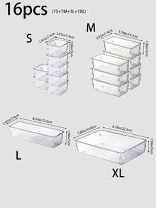 1/16/35/50pcs Transparent Drawer Organizer Trays, 4 Sizes Plastic Storage Boxes For Cosmetics, Jewelry And Small Tools, Bathroom, Kitchen, Desk Drawer Dividers, Customizable Compartment Storage, Makeup Jewelry Stationery Miscellaneous Organizer Boxes, Desktop Drawer Divider Storage Boxes - Polka dot transparency - View 8