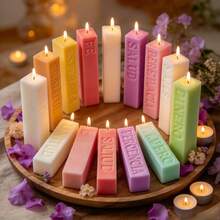 Cubulo 2Pcs Spanish Blessing Words Long Candle Silicone Mold Set, 10 Cavity Prayer Quote Bar Mould, Easy Release Reusable Mold For Epoxy Resin, Aromatherapy Candle, Plaster, DIY Craft Ornament, Christmas Halloween Thanksgiving Handmade Gift For Crafters - White - View 6