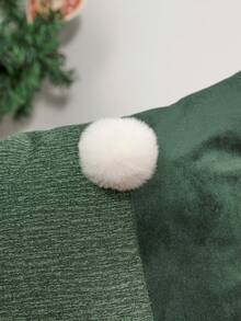 1pc Christmas Velvet Ball Pillow Case, Dark Green Textured Patchwork Cushion Cover, Holiday Christmas Decorative Pillow Shell, Suitable For Sofa Bedroom, Comfortable Holiday Home Decor, Pillow Insert Not Included - Multicolor - View 5