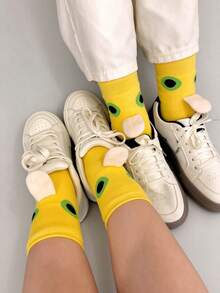 STAR RIVER 1/2 Pairs Cute Funny Abstract Socks, Cartoon Tongue-Out Mid-Calf Socks, Versatile Couple Student Short Socks, Gift For Friends - Multicolor - View 7