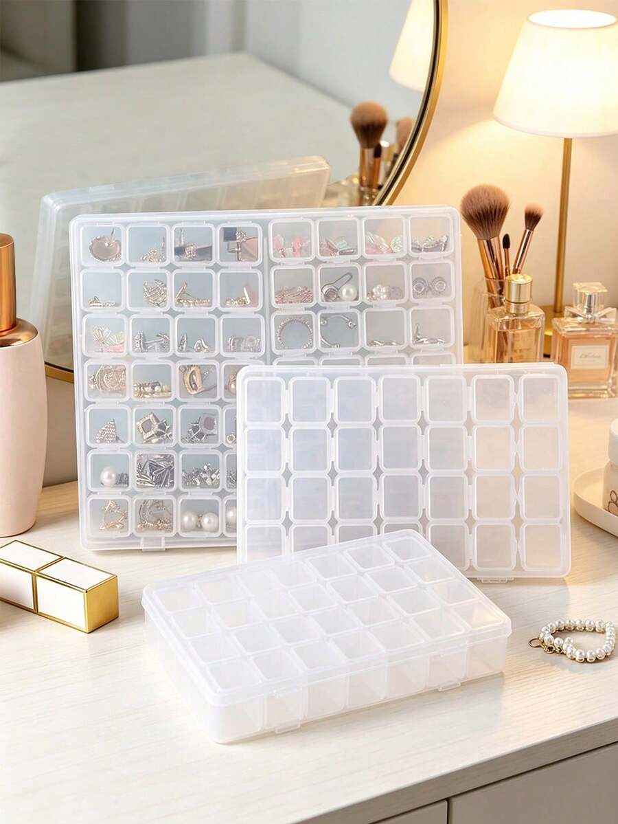 1/2pcs Multi-Compartment Transparent Jewelry Storage Box, Removable Transparent Jewelry Organizer With Independent Compartments, Dust-Proof, Earring, Stud, Ring, Jewelry Sorting And Organization, Portable Large Capacity Home Jewelry Storage Box, Anti-Oxidation Earring, Stud, Ring Organizer Box, Portable Jewelry Sorting Box, Dust-Proof Large Capacity Home Jewelry Box, Christmas Gift - Clear - View 1