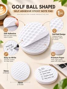 1pc Golf Themed Creative Memo Pad, Round Notepad, Suitable For Students And Office Use, Can Be Used For Recording To-Do Lists, Writing Diaries And As Desktop Reminders. This Design Is Eye-Catching And Easily Recognizable, Making It Perfect As A Birthday Gift. - one-size - View 8