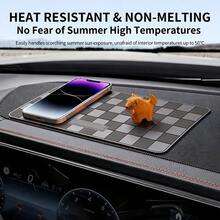1pc Multi-Color Plaid Silicone Anti-Slip Pad, Heat-Resistant Design, Fits Car Dashboard. Flexible And Delicate Silicone, Excellent Anti-Slip Effect, Keeps Small Items Secure, Say Goodbye To Dashboard Clutter, Multi-Functional Car Storage And Protection Accessory. - 1PCS Non-slip Grid Mat - View 3