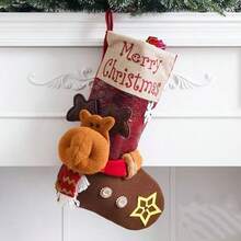 1 st kreativ juldekoration godisstrumpa, broderad julstrumpa som hängande presentstrumpa, slumpmässig stil och färg - Multifärgad - Visa 2